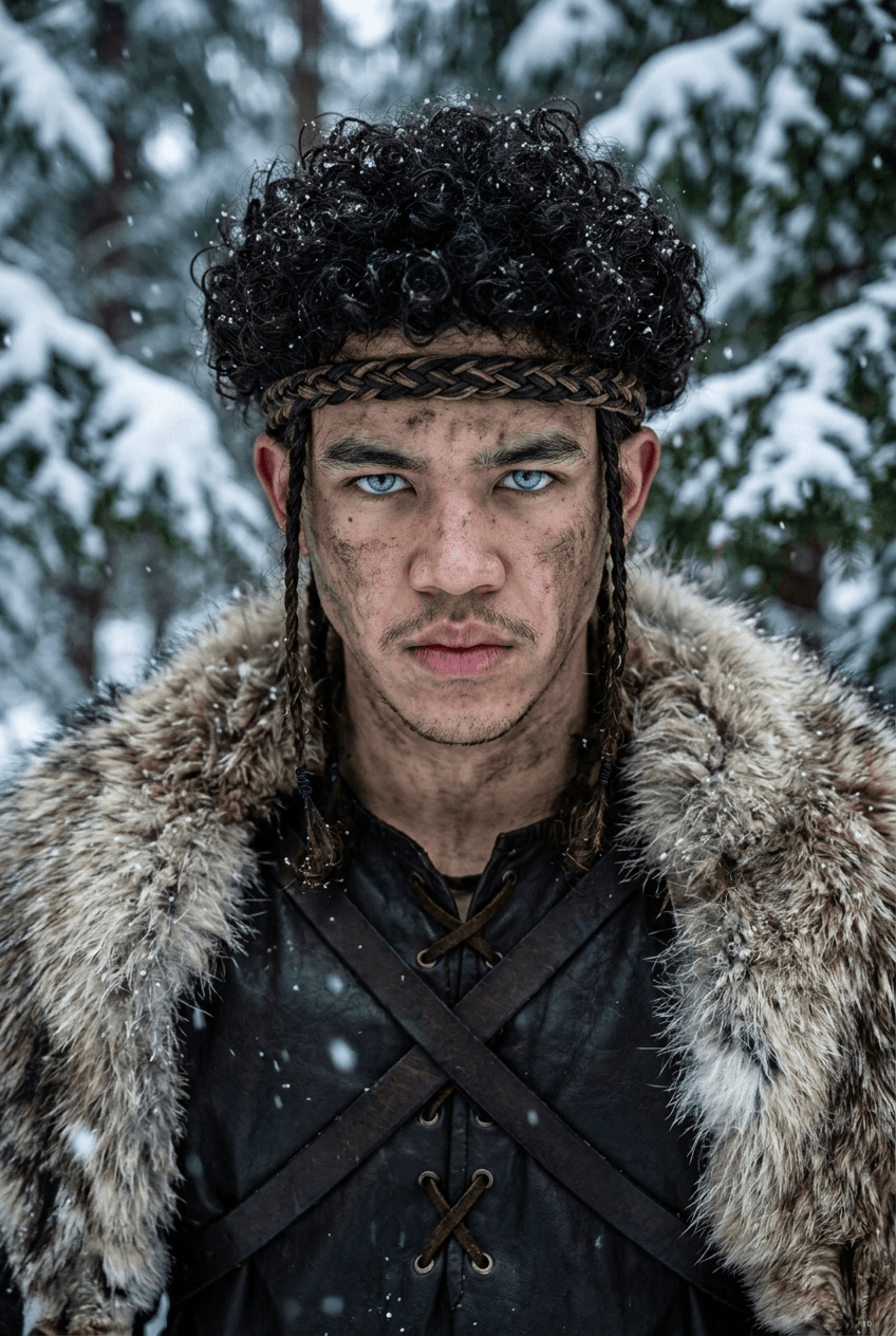 Viking man in a snowy